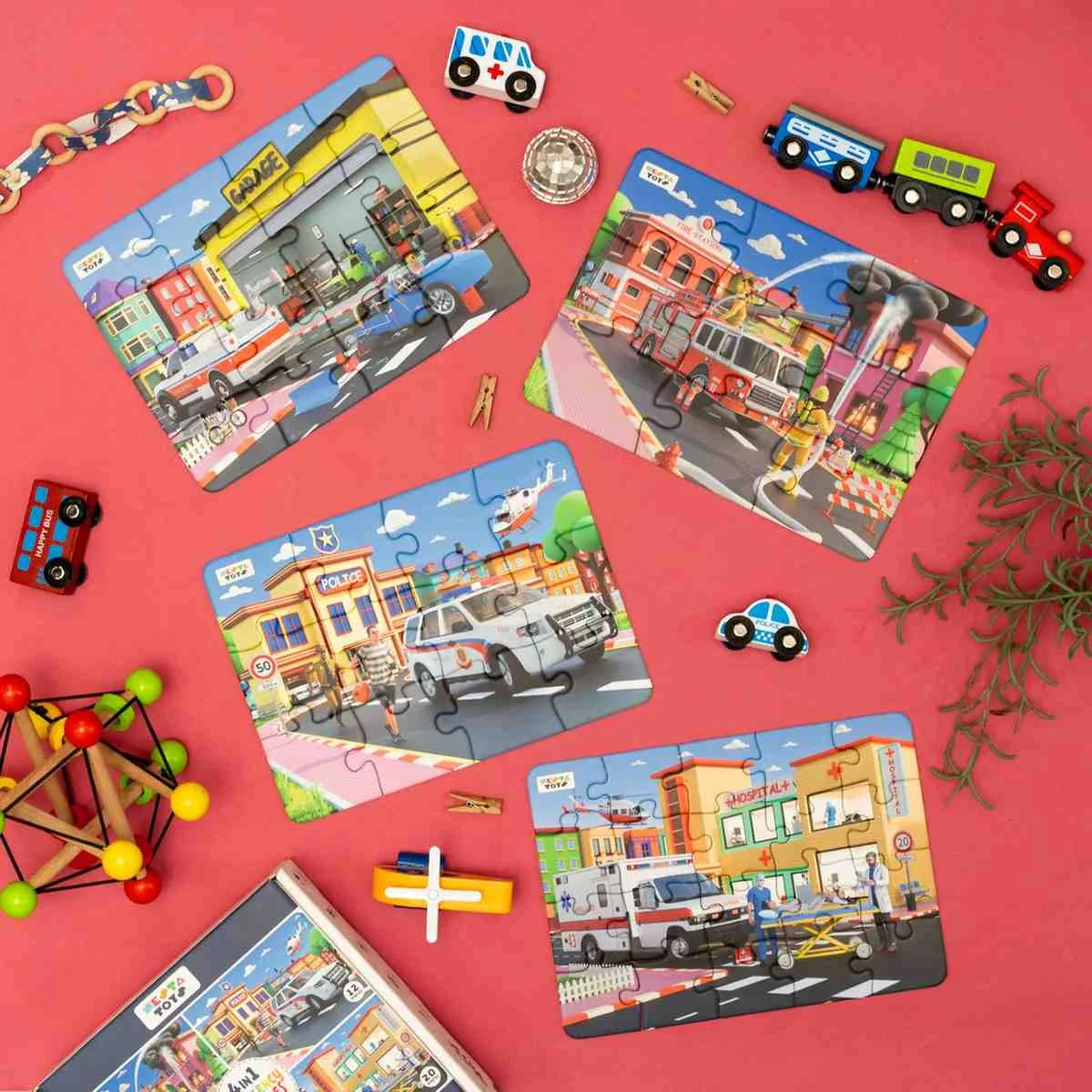 4 in 1 Jigsaw Puzzle - Emergency Vehicles (9 Pcs - 20 Pcs) - Image 3
