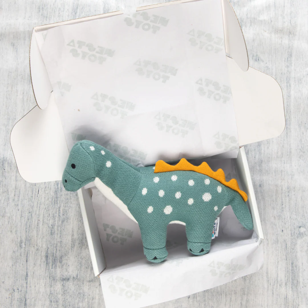 Dippy the Dino | Knitted Cotton Animal Plush Toy for Kids - Image 8