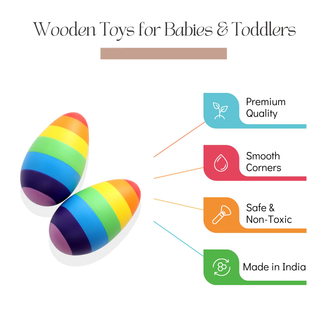 Wooden Dinosaur Blocks, Egg Shaker Rattle & Teether (6+ Months) - Image 5