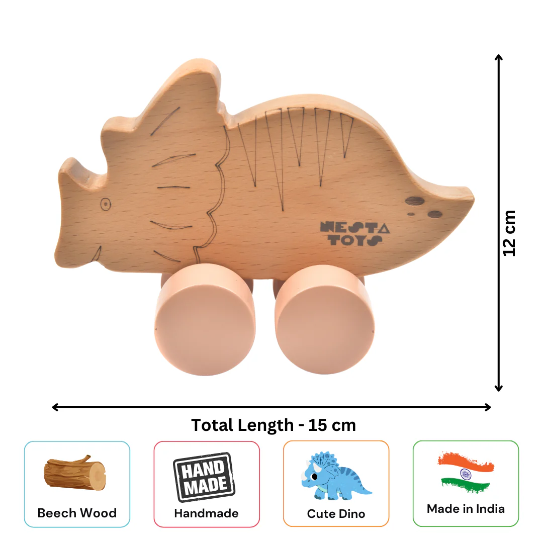 Wooden Dinosaur Car Toy - Image 3
