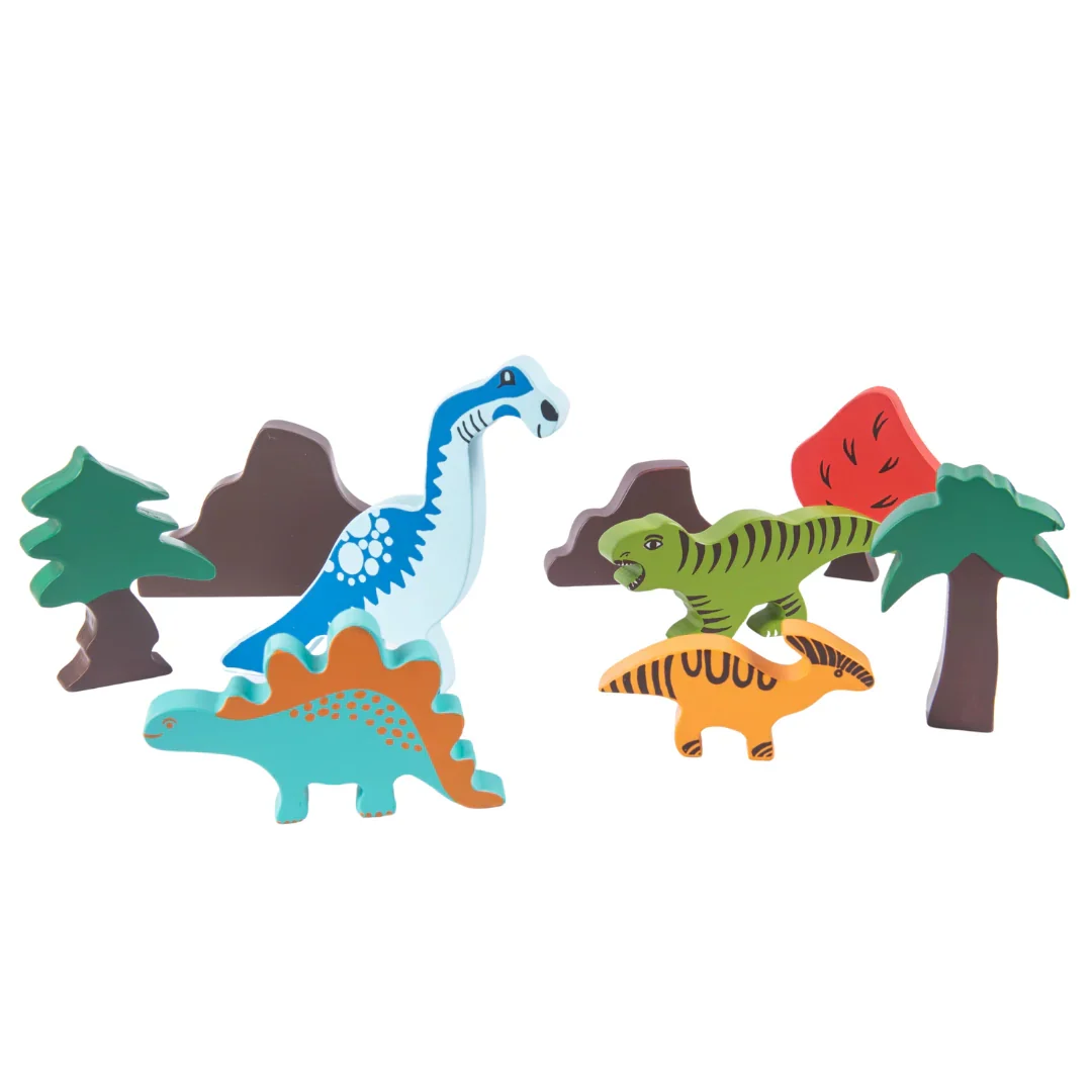 Wooden Dinosaur Building Blocks Toy (9 Pcs) - Image 4