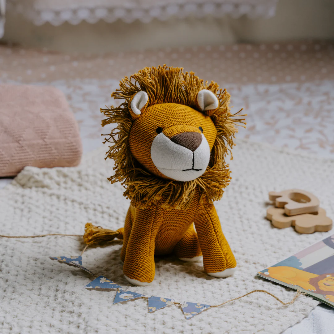 Newborn Gift Set - Lion Plush Toy, Wooden Elephant & Car Teether - Image 4