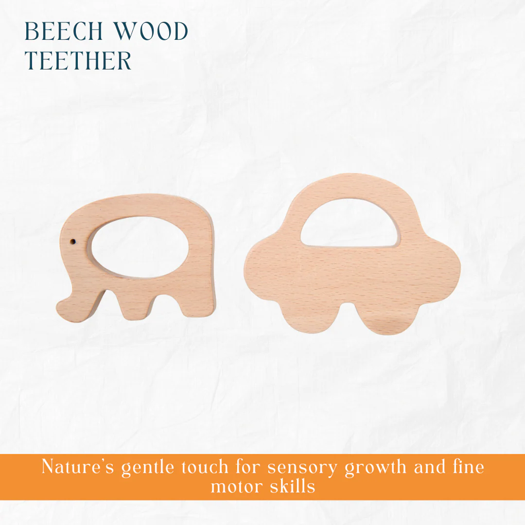 Newborn Gift Set - Zippy the Zebra, Wooden Elephant & Car Teether - Image 4