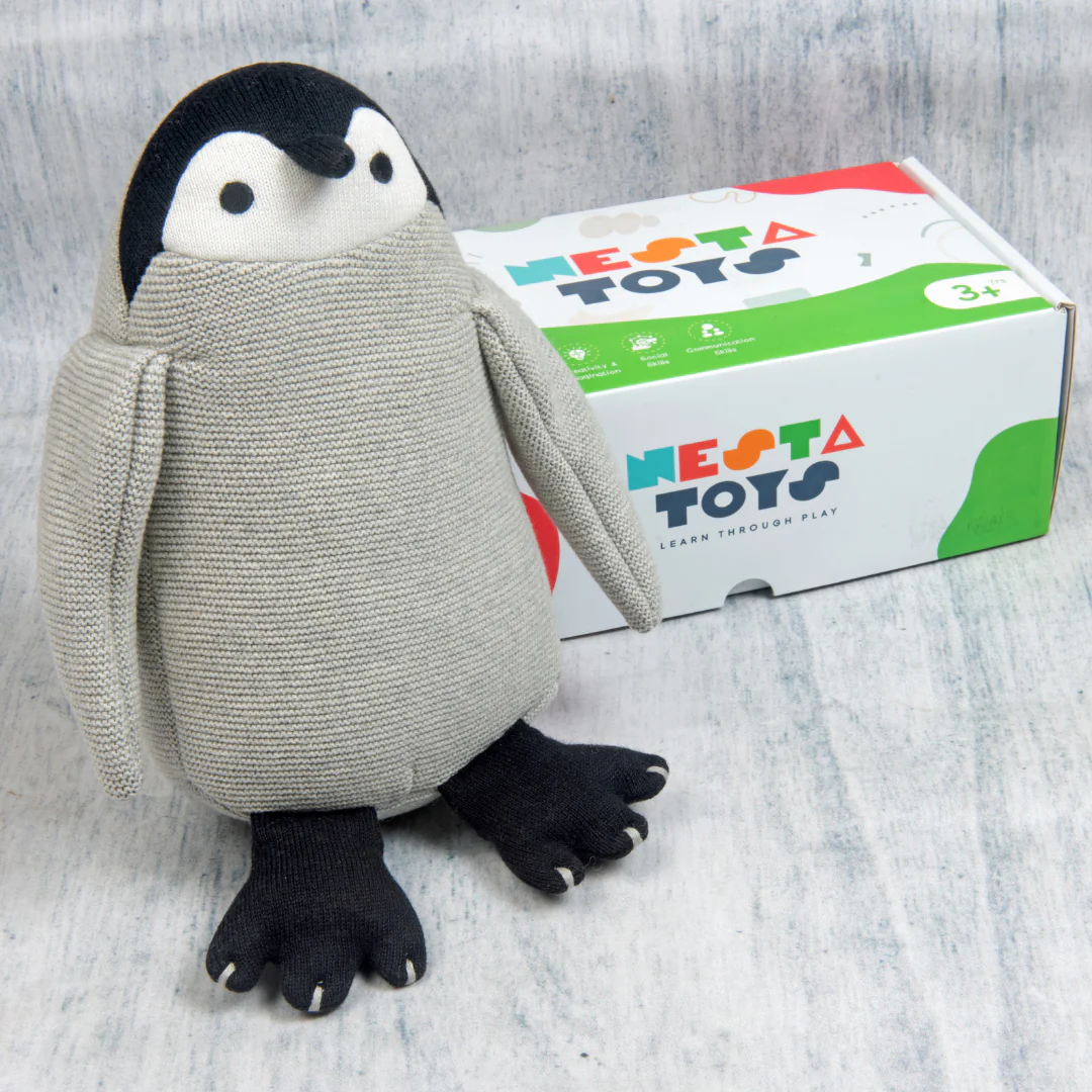 Peppy the Penguin | Knitted Cotton Animal Plush Toy for Kids - Image 4