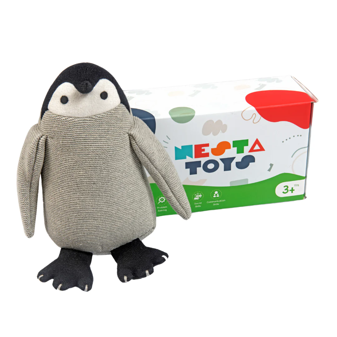 Peppy the Penguin | Knitted Cotton Animal Plush Toy for Kids - Image 9
