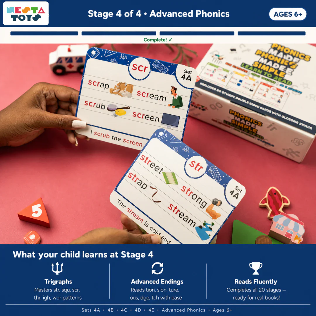 Phonics Flash Cards - Learn to Read in 20 Stages (60 cards, 490 Words) - Image 6