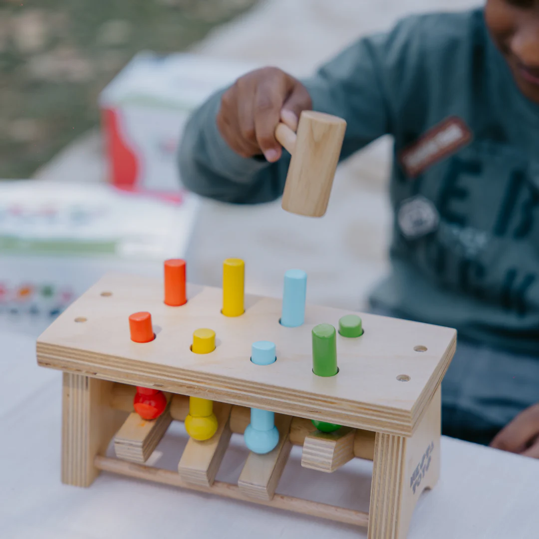 Pounding Bench Wooden Toy with Hammer - Image 3