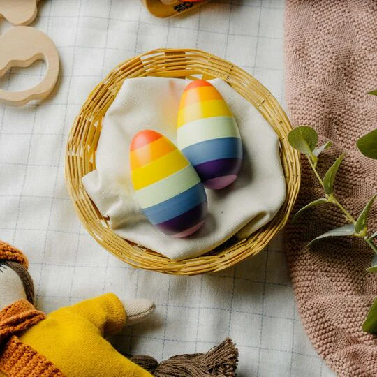 Rainbow Wooden Egg Shaker - Set of 2 (0+ Years) - Image 3