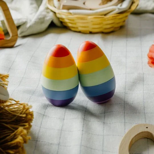 Rainbow Wooden Egg Shaker - Set of 2 (0+ Years) - Image 4