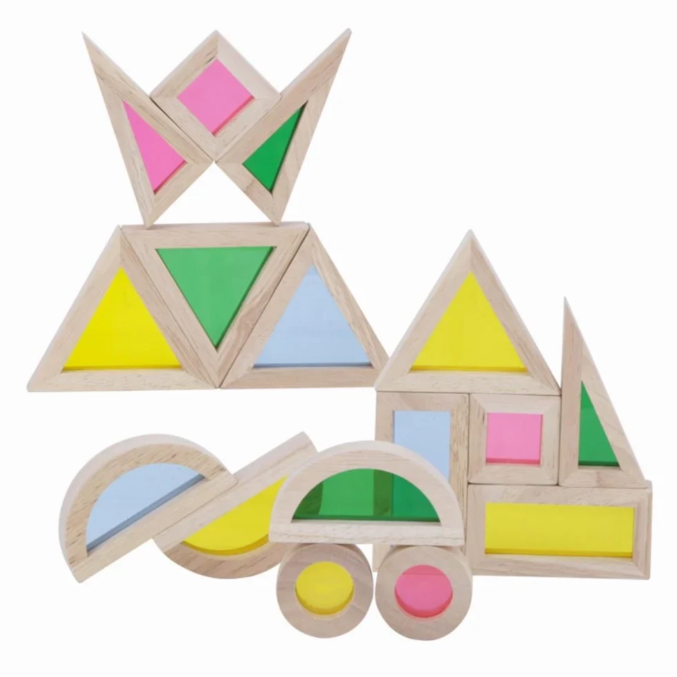 Wooden Acrylic Rainbow Building Blocks Toy (24 Pcs) - Image 3