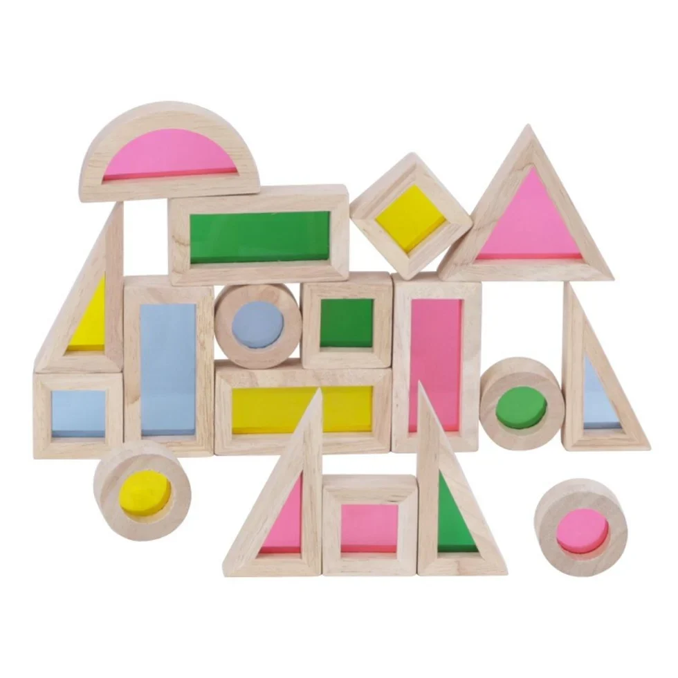 Wooden Acrylic Rainbow Building Blocks Toy (24 Pcs) - Image 8