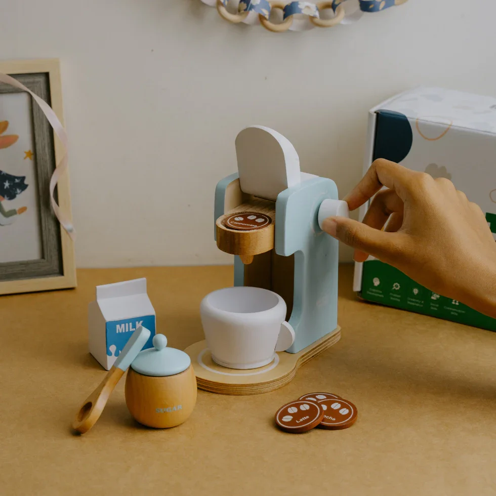 Wooden Coffee Machine Toy (Blue) - Image 3