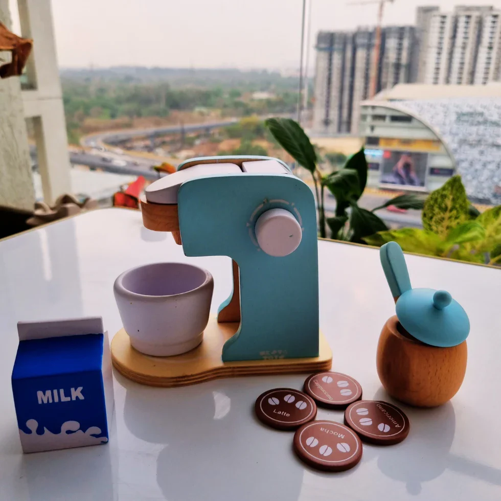 Wooden Coffee Machine Toy (Blue) - Image 4