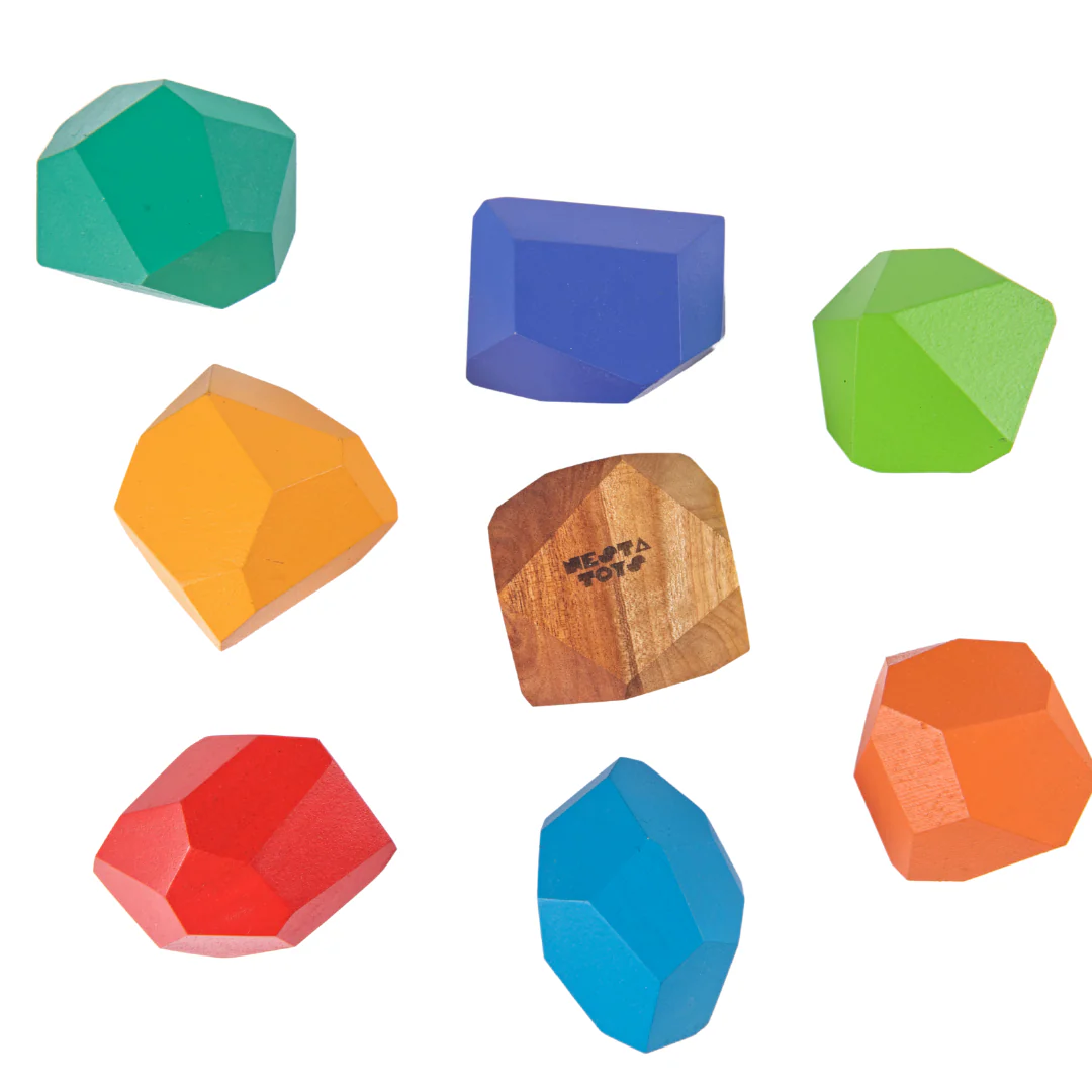 Wooden Stone Balancing Blocks |  Rainbow Stacking Sensory Toy (8 Pcs) - Image 6
