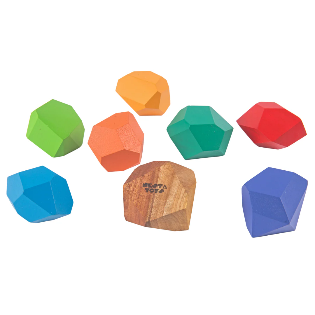 Wooden Stone Balancing Blocks |  Rainbow Stacking Sensory Toy (8 Pcs) - Image 9