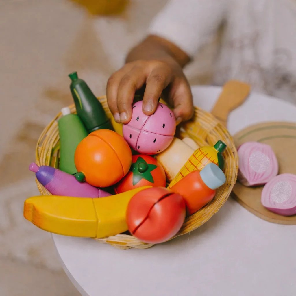 Wooden Velcro Vegetable and Fruit Toy Set (15 Pcs) - Image 4