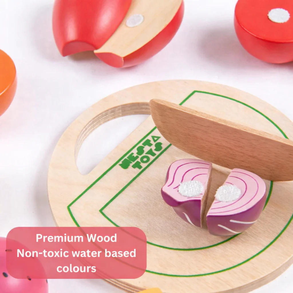Wooden Velcro Vegetable and Fruit Toy Set (15 Pcs) - Image 5